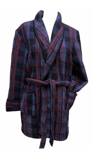 veston laine des Pyrénées écossais bleu pour homme