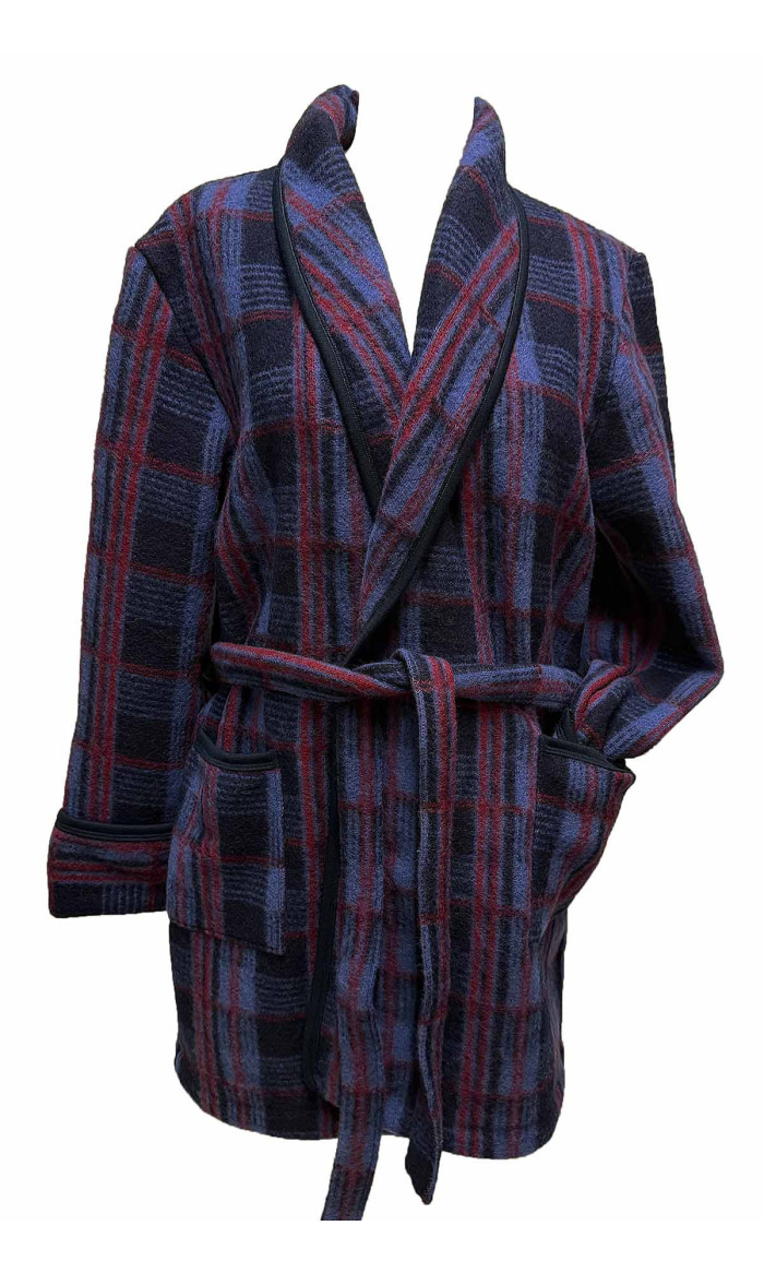 veston laine des Pyrénées écossais bleu pour homme