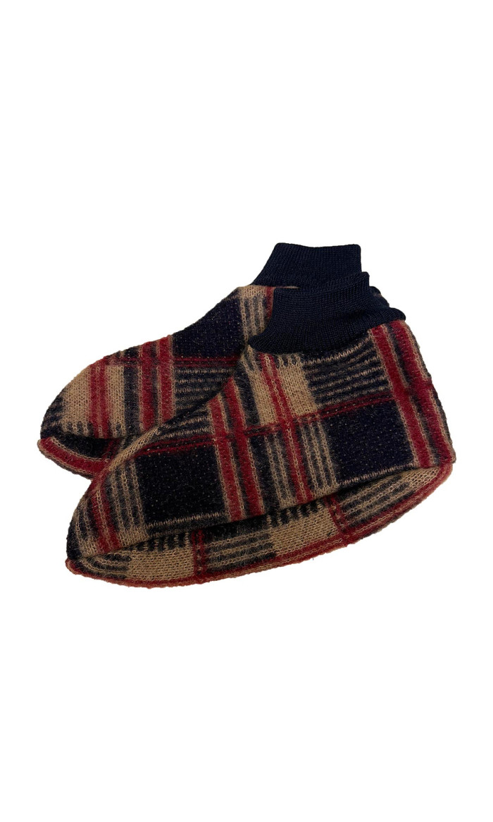 chaussons laine ecossais camel en stock