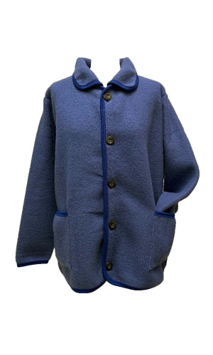 veste femme laine des Pyrénées bleu avec un col