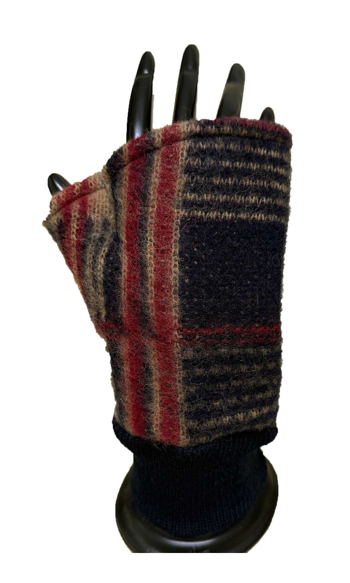 mitaines ecossais camel laine des Pyrénées en stock