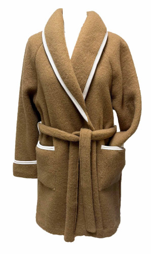 veston d'intérieur femme laine camel en stock