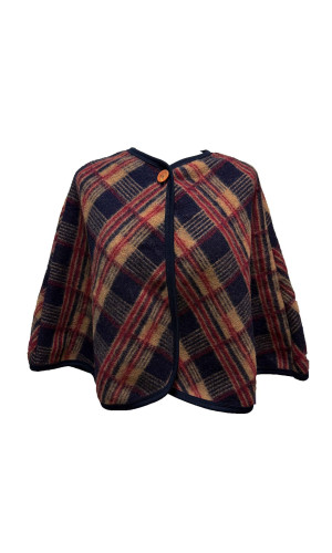 pelerine laine des Pyrénées ecossais camel en stock