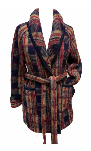 veston femme laine des Pyrénées ecossais camel en stock