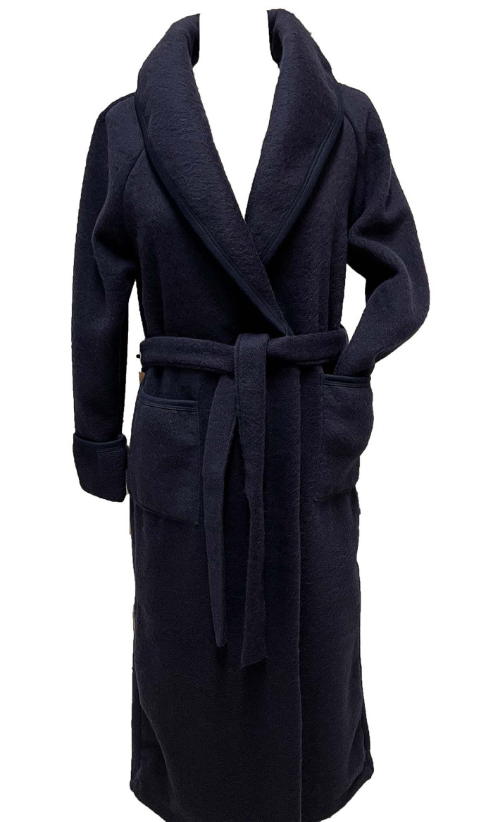 robe de chambre femme laine et acrylique marine en stock