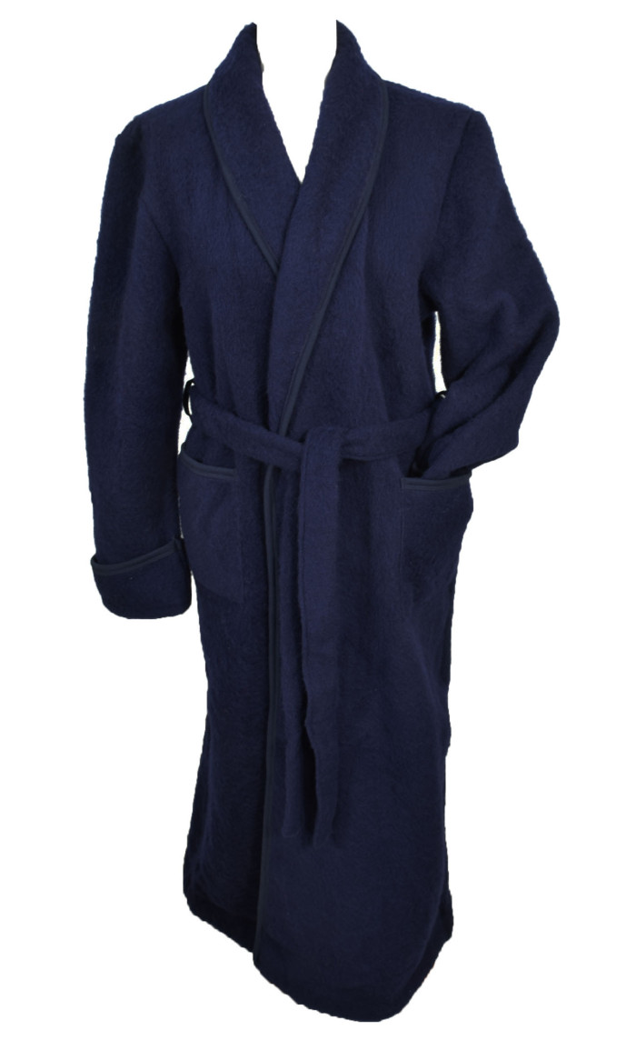 robe de chambre homme laine et acrylique marine à bas prix