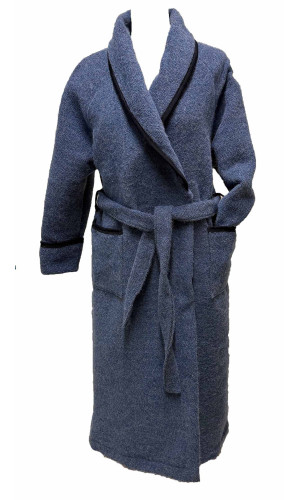 robe de chambre laine et acrylique bleu pour femme en stock