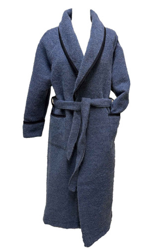 robe de chambre homme 50% laine 50% acrylique bleu en stock