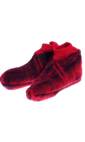 Chaussons laine des Pyrénées écossais rouge