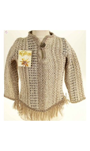 pull poncho à franges pour enfant laine des Pyrénées pas cher